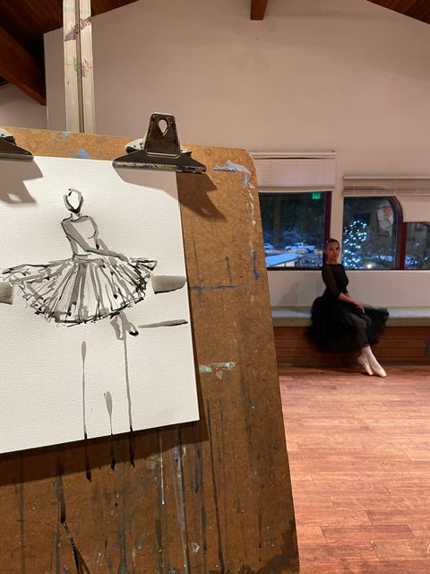 Ballerina Drawing and Painting Exploration with Live Model Class